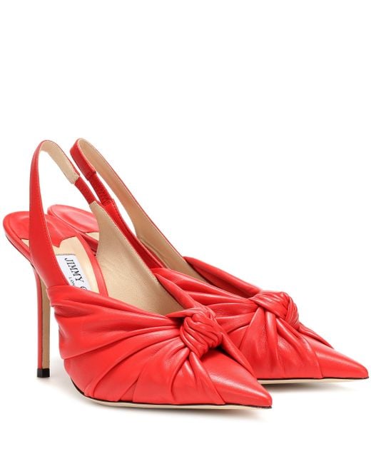 Jimmy Choo Red Annabell 100 Leather Pumps