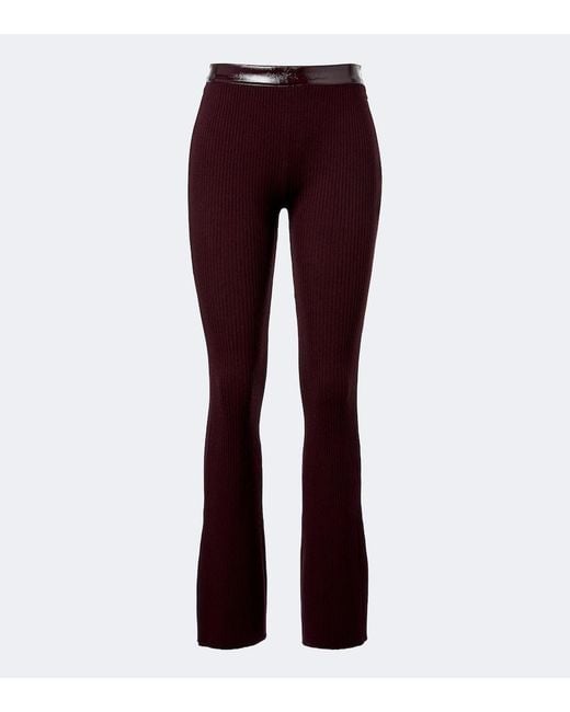 Courreges Purple Ribbed-Knit Flared Pants
