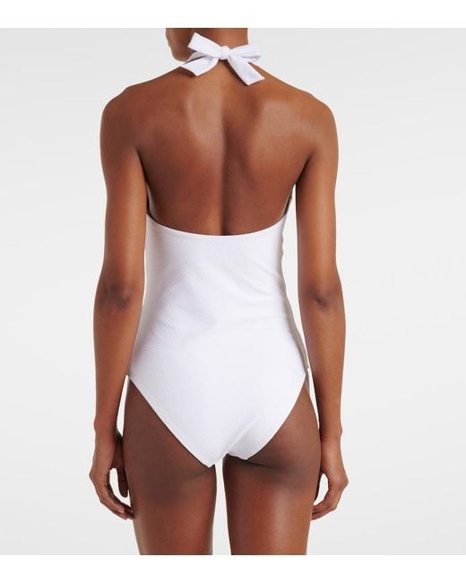 Heidi Klein White Halterneck Swimsuit