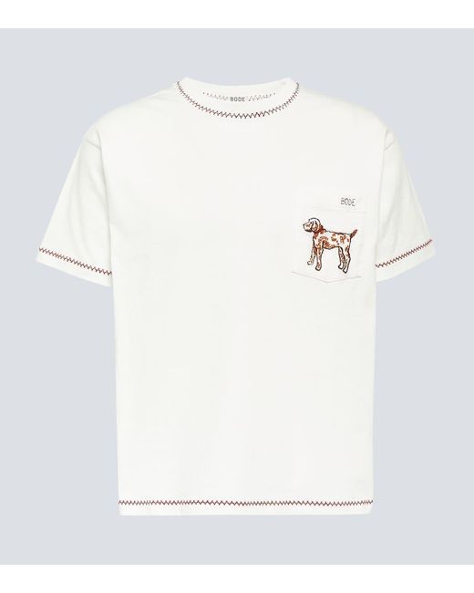 Bode Besticktes T-Shirt Griffon aus Baumwolle in White für Herren