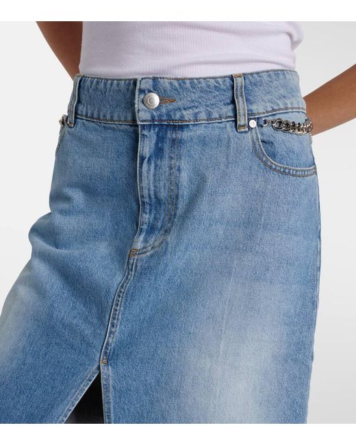 Stella McCartney Blue Iconic Falabella Chain-Link Denim Skirt