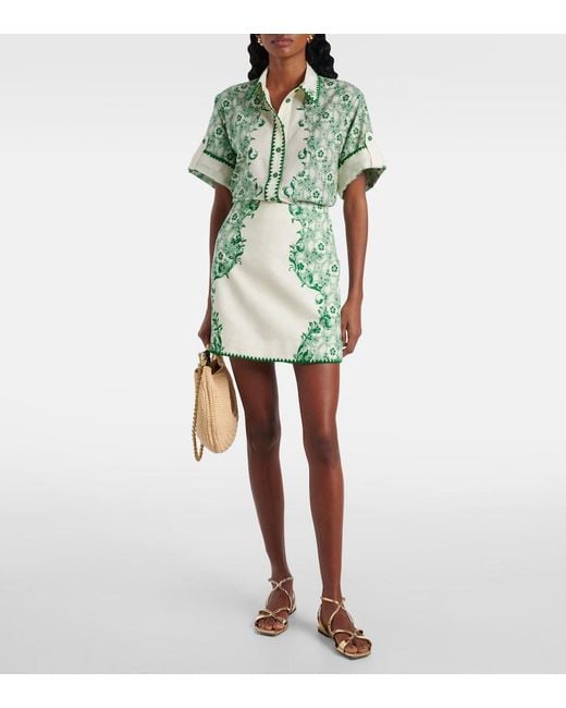 ALÉMAIS Green Printed Cotton And Silk Shirt