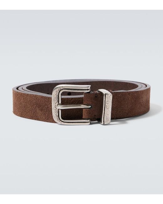 Brunello Cucinelli Brown Suede Belt for men
