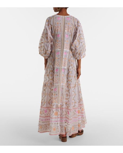 Juliet Dunn Pink Embellished Floral Cotton Maxi Dress