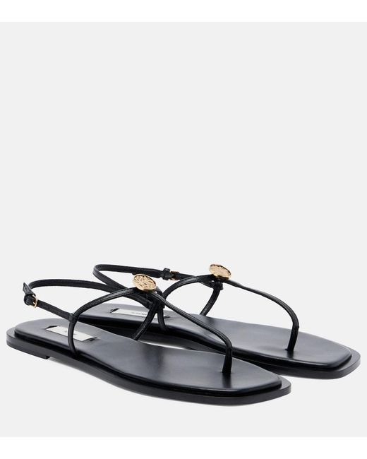 Totême Black Leather Thong Sandals