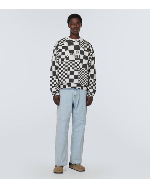 ERL White Checked Cotton Jersey Sweatshirt for men