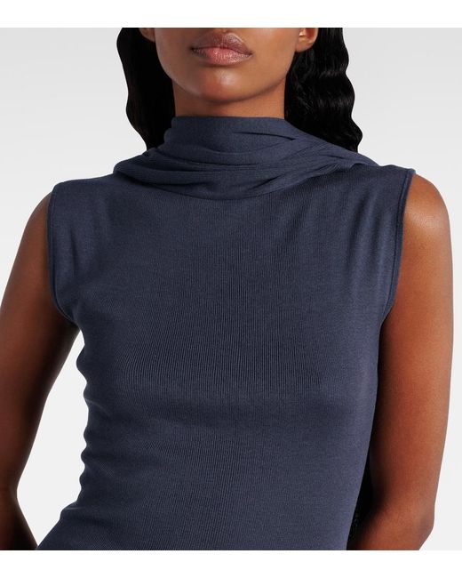 AYA MUSE Blue Solar Scarf-Detail Silk-Blend Minidress