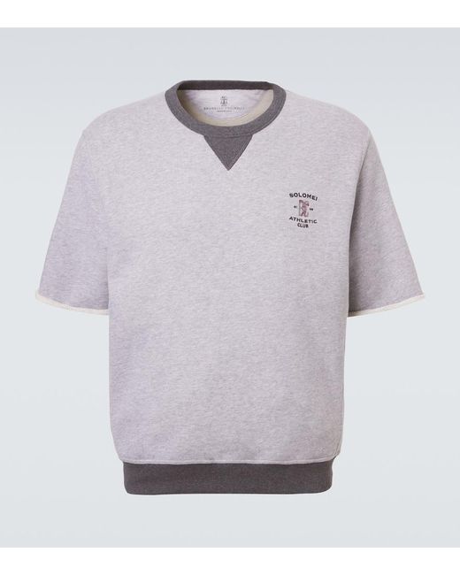 Brunello Cucinelli Gray Cotton Jersey T-Shirt for men