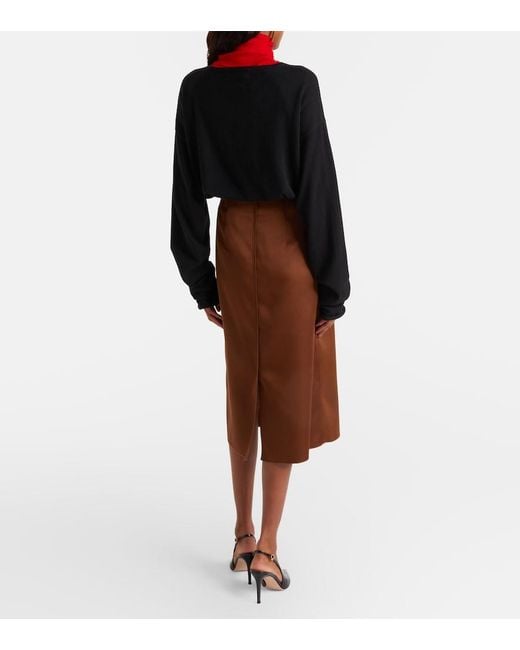 Dorothee Schumacher Brown Shiny Statement High-Rise Duchesse Pencil Skirt