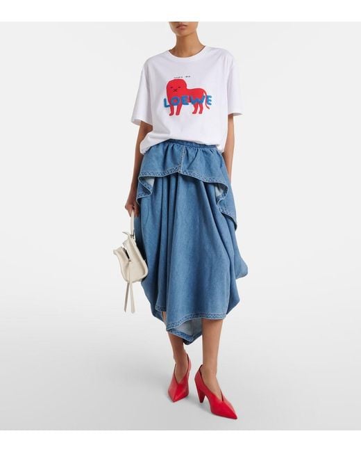 Loewe White Logo Cotton Jersey T-Shirt