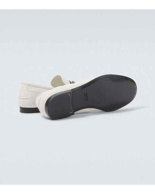 Gucci White Como Horsebit Leather Loafers for men