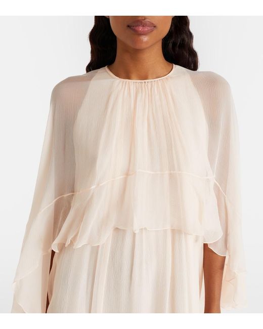 Chloé Natural Ruffled Silk Minidress
