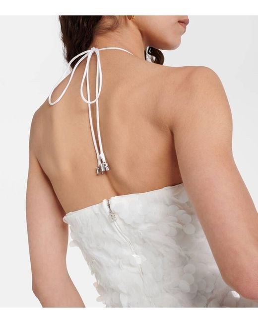 ROTATE BIRGER CHRISTENSEN White Bridal Sequined Halterneck Tulle Gown