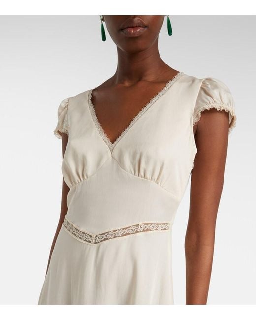 Posse White Perla Lace-Trimmed Midi Dress