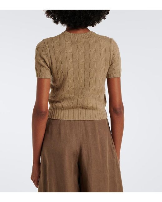 Ralph Lauren Brown Cable-Knit Cashmere Sweater
