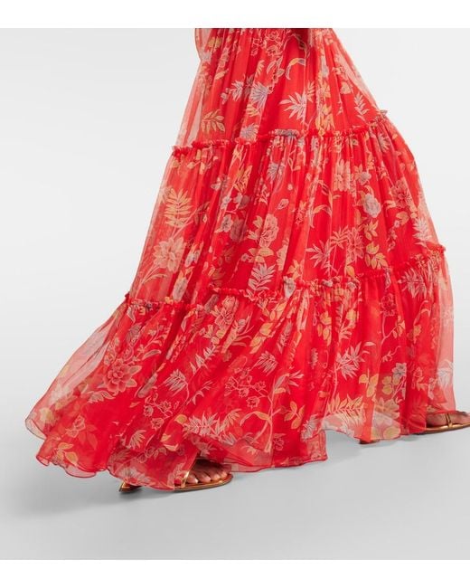 Etro Floral Tiered Silk Maxi Skirt