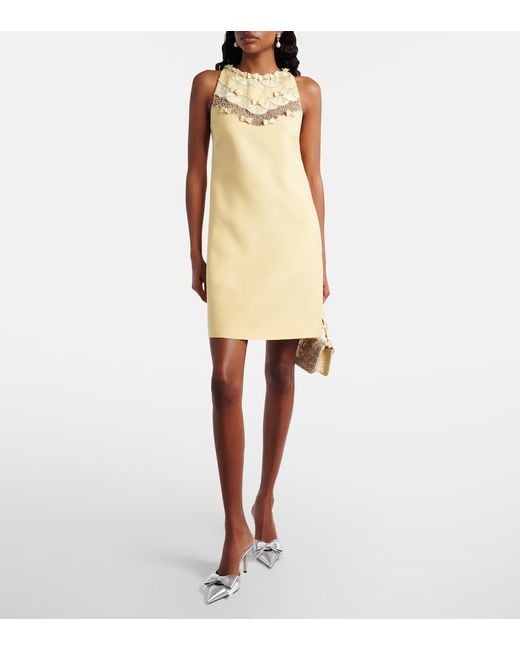 Valentino Yellow Crepe Couture Embellished Minidress