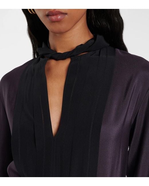 Joseph Black Pleated Wool And Silk Midi Dress