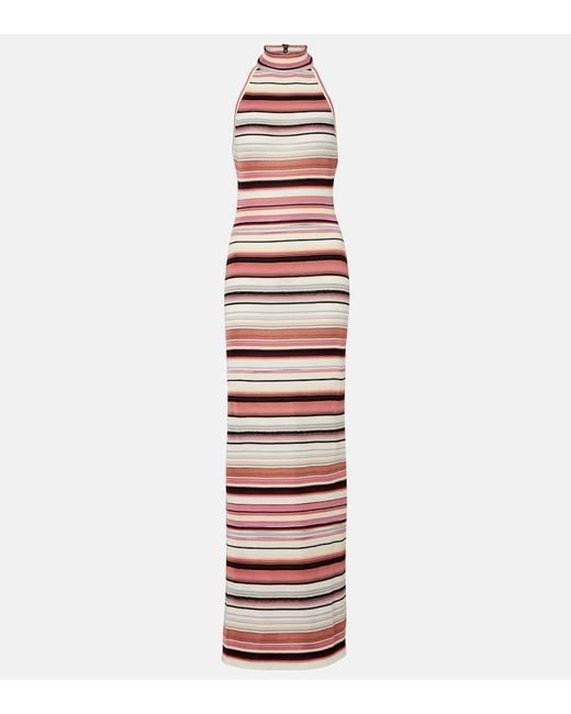 Missoni White Striped Halterneck Maxi Dress