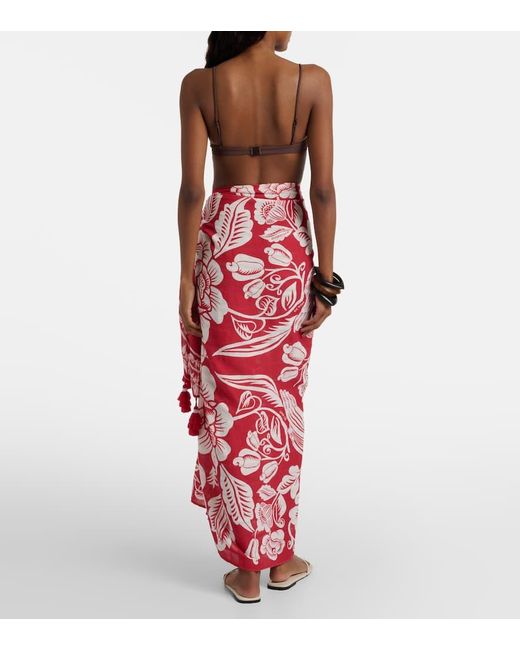 Farm Rio Red Pareo Cashew And Birds Aus Baumwolle