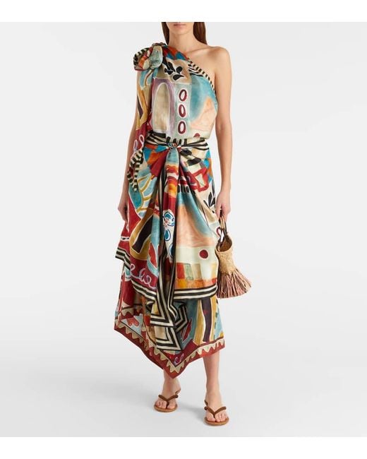 Robe Midi Michelle Asymetrique En Soie ALÉMAIS en coloris White