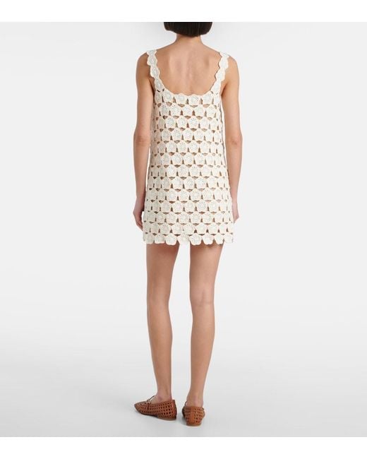 Staud Natural Hoya Floral Crochet Cotton Minidress