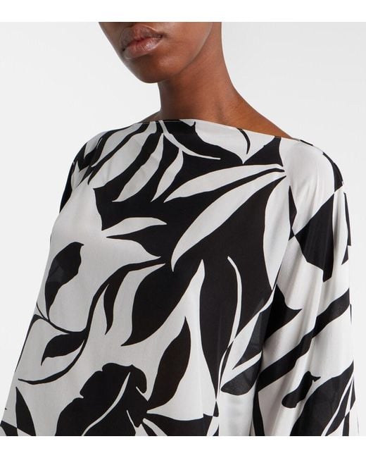 Max Mara Black Ambuto Printed Silk Blouse