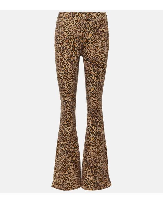 7 For All Mankind Brown Bedruckte High-Rise Flared Jeans Ali