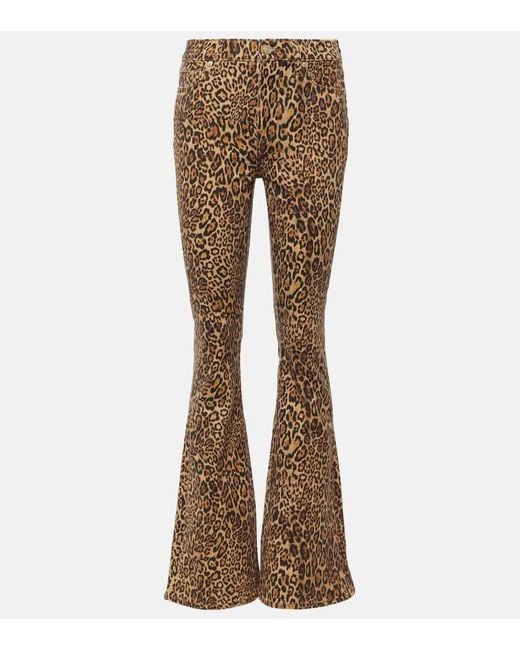 7 For All Mankind Brown Ali Leopard-Print High-Rise Flared Jeans