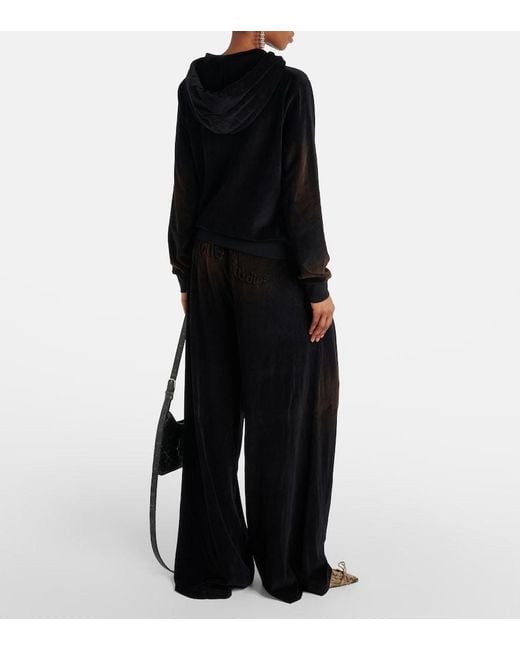 Acne Black Faro Cotton-Blend Velvet Hoodie