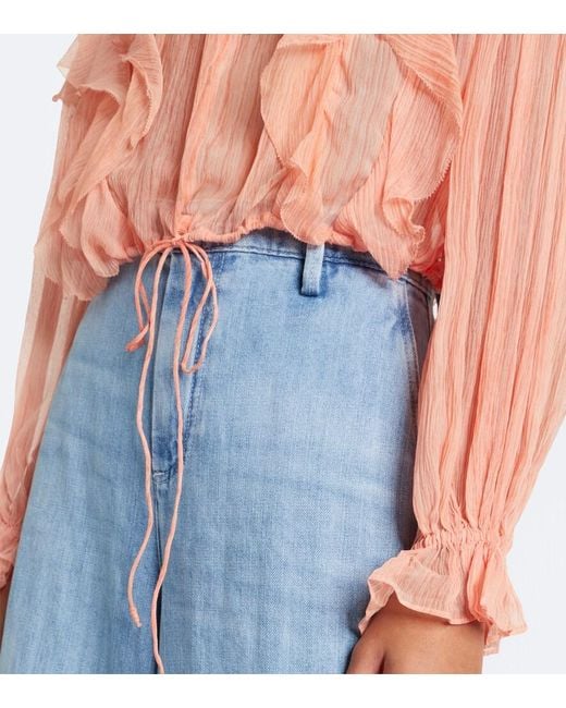 Ulla Johnson Pink Delfina Ruffled Silk Chiffon Blouse