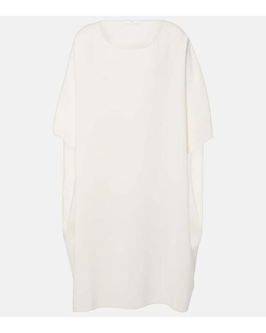 The Row White Abasi Oversized Wool And Silk Midi Dress