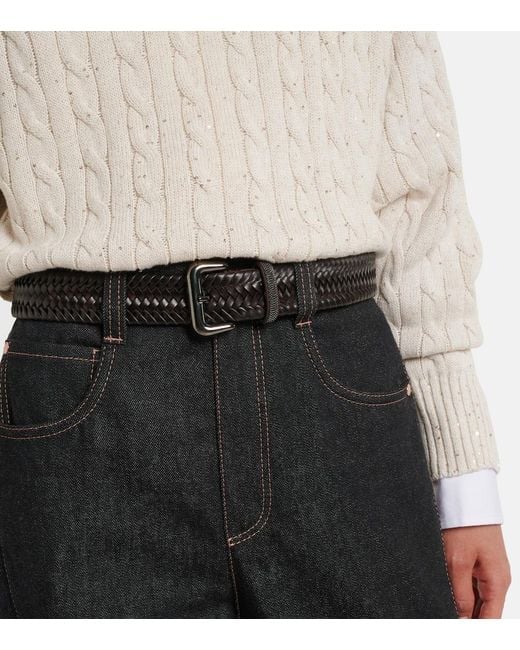 Brunello Cucinelli Black Monili Braided Leather Belt