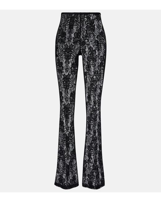 Norma Kamali Black Lace Flared Pants