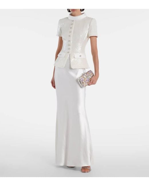 Self-Portrait White Sequined Maxi Dress