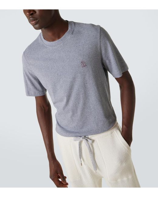 Brunello Cucinelli T-Shirt Aus Baumwoll-Jersey in Blue für Herren