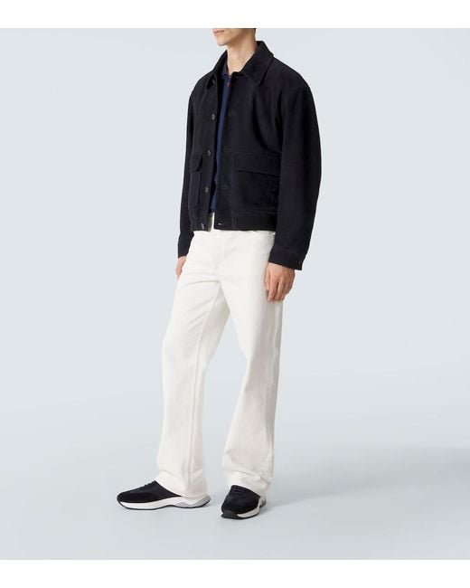 Kiton Blue Suede-Trimmed Sneakers for men