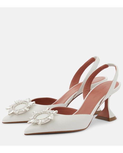 AMINA MUADDI Pink Begum 70 Leather Slingback Pumps