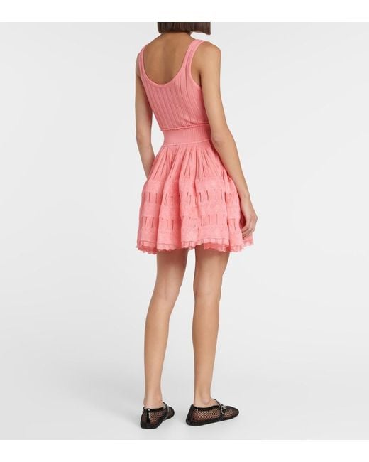 Alaïa Pink Knitted Mini Dress