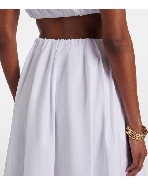 Staud White Milano Pleated Cotton Maxi Skirt
