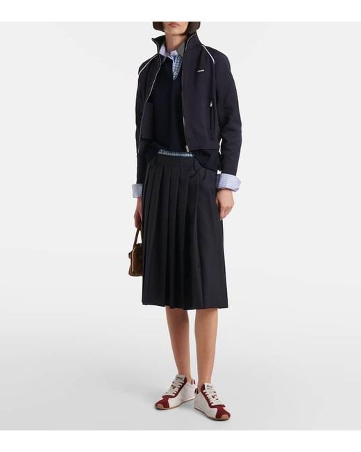 Miu Miu Blue Logo Zip-Up Sweatshirt