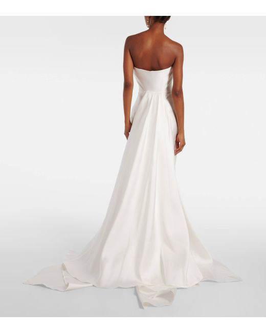 Solace London White Bridal Imani Strapless Satin Twill Gown