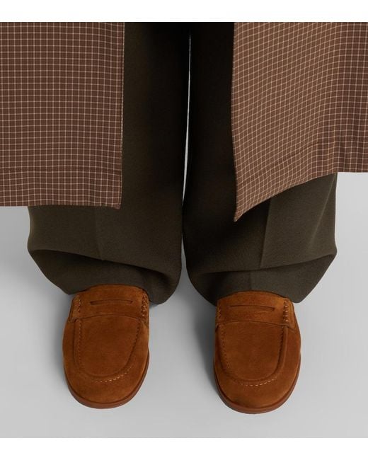 Gianvito Rossi Brown Georgie Suede Penny Loafers