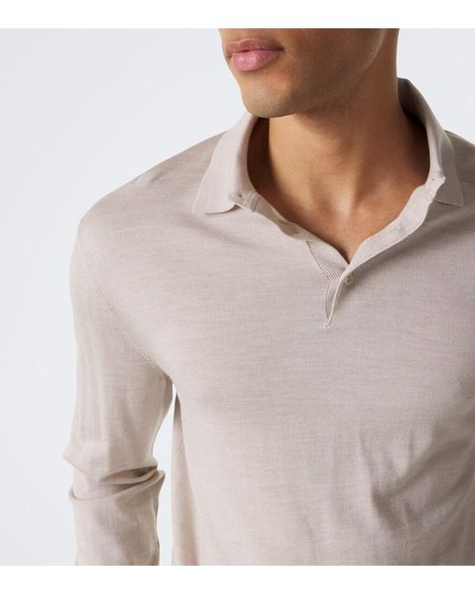 Agnona White Wool, Silk And Cashmere Polo Sweater for men