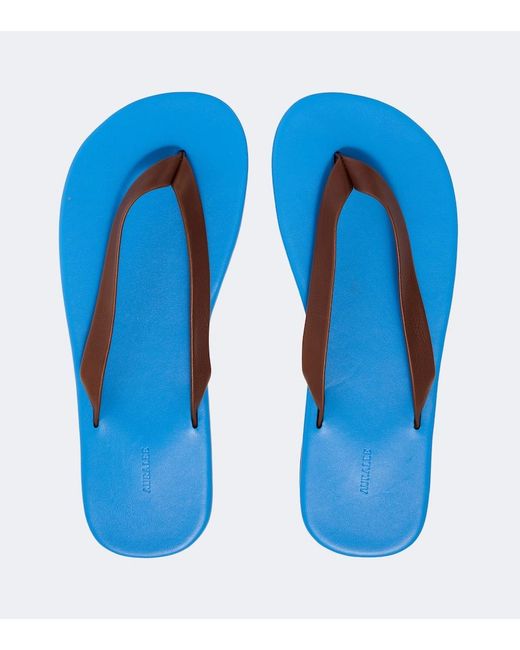 Auralee Blue Leather Thong Sandals for men