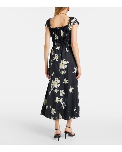 Altuzarra Black Floral Cotton-Blend Midi Dress