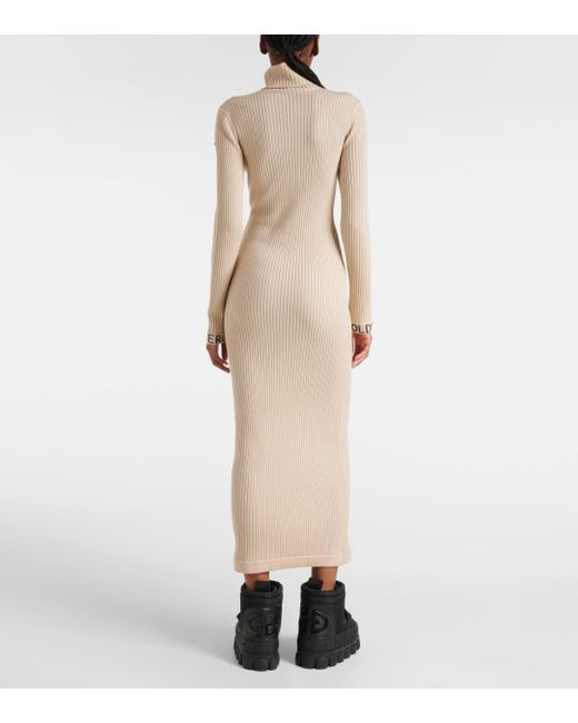 Goldbergh Natural Mireille Ribbed-Knit Midi Dress