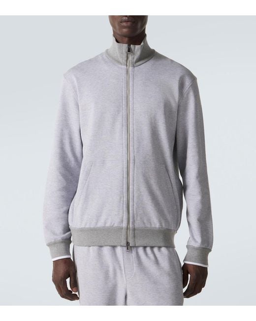 Brioni Gray Cotton-Blend Track Jacket for men