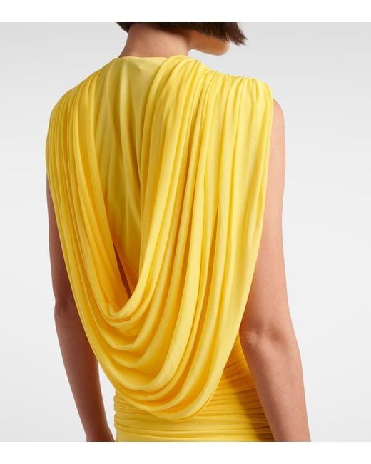 Christopher Esber Yellow Ripple Ruched Draped Jersey Minidress