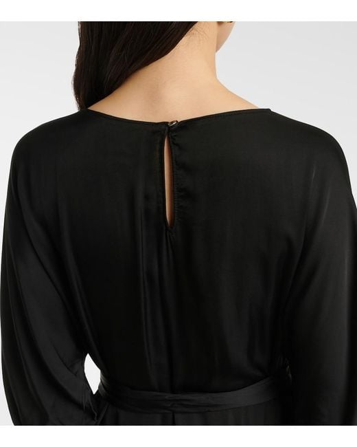 Velvet Black Laurel Satin Midi Dress
